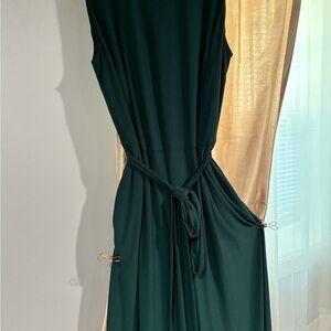 Lauren Ralph Lauren Deep Forest Green Sleeveless  jumpsuit with Tie Waist